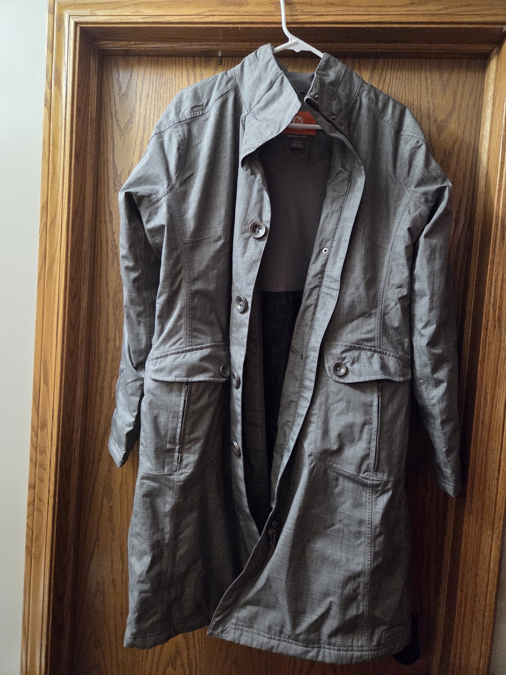 Women's Long Gray Winter Trench Coat